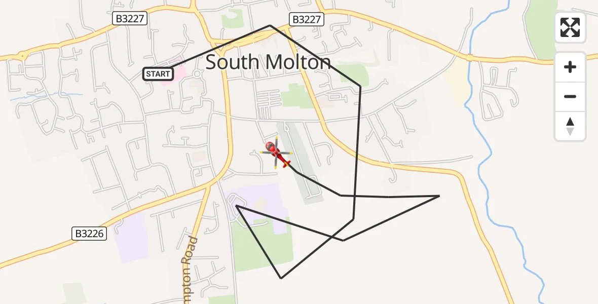 Flight route Air Ambulance Helicopter South Molton - South Molton, 02 September 2026, 13:59