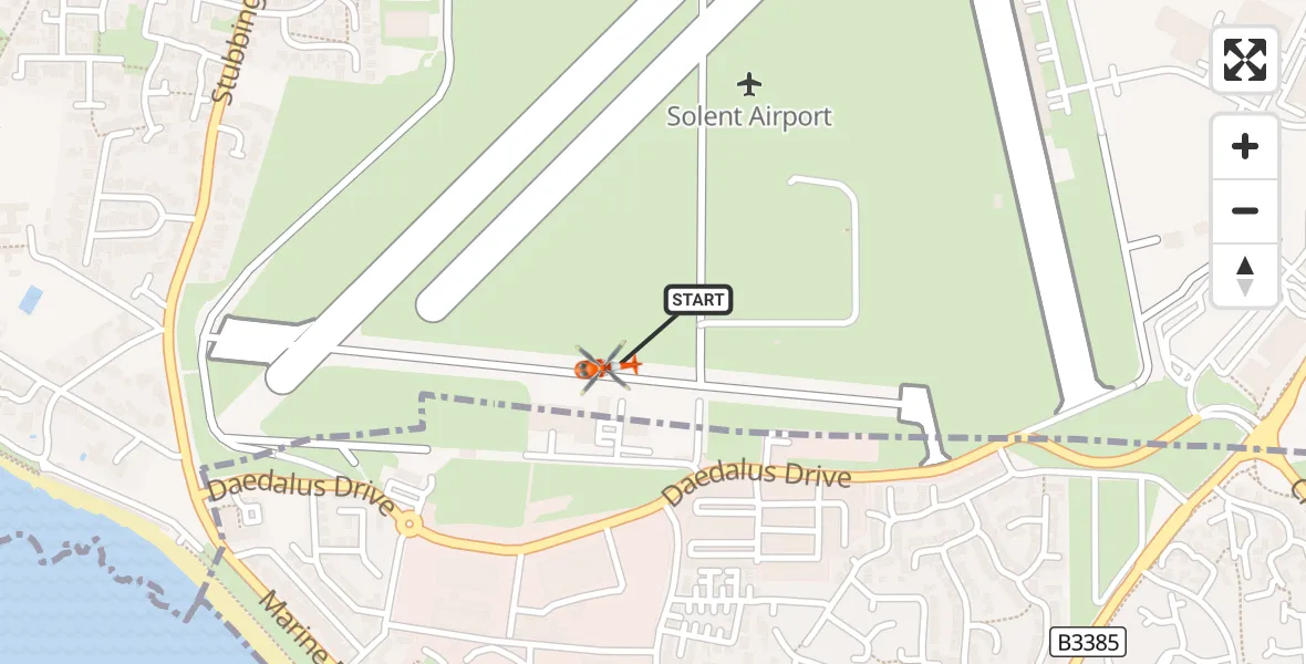 Flight route Coastguard Helicopter Solent Airport - Solent Airport, 02 September 2026, 13:59