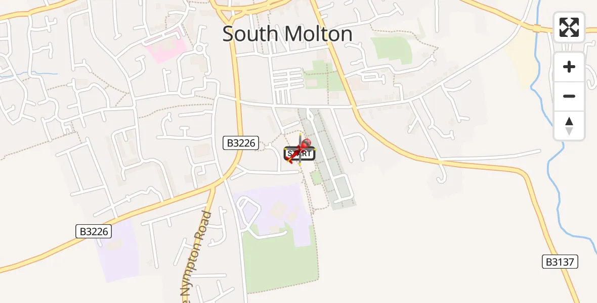 Flight route Air Ambulance Helicopter South Molton - South Molton, 02 September 2026, 14:04