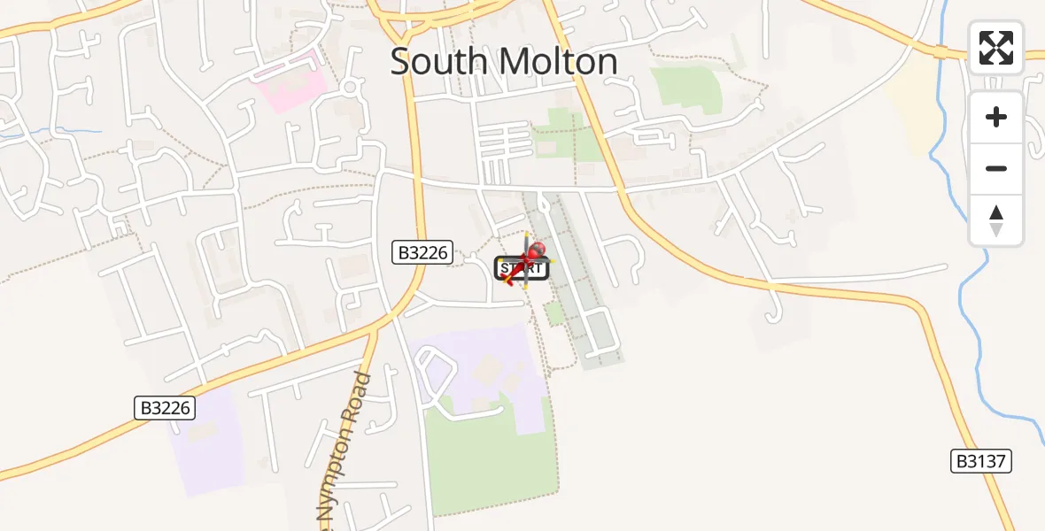 Flight route Air Ambulance Helicopter South Molton - South Molton, 02 September 2026, 14:41