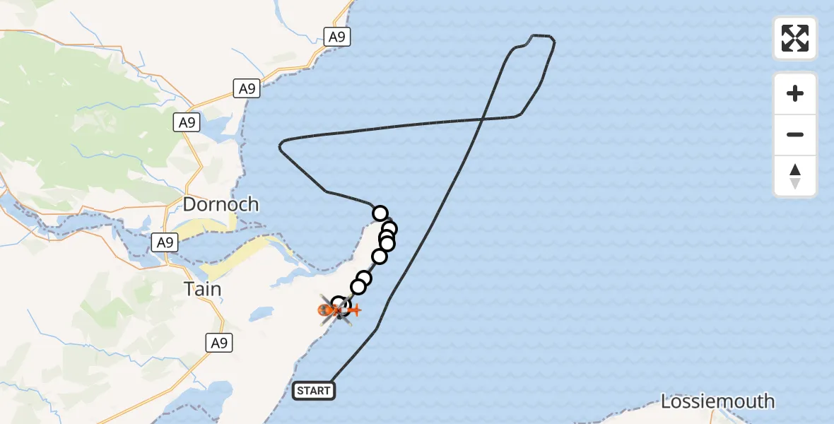 Flight route Coastguard Helicopter North Sea - Hilton of Cadboll, 02 September 2026, 17:06