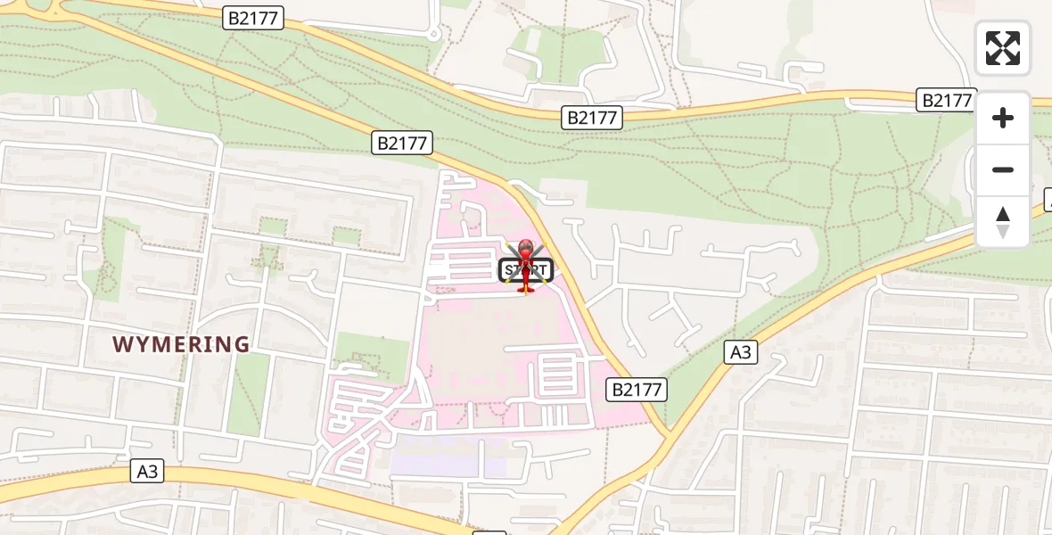 Flight route Air Ambulance Helicopter Queen Alexandra Hospital - Queen Alexandra Hospital, 02 September 2026, 17:39