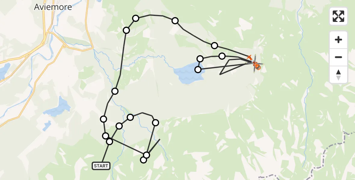 Flight route Coastguard Helicopter Cadha Mòr - Glenmore, 02 September 2026, 19:11