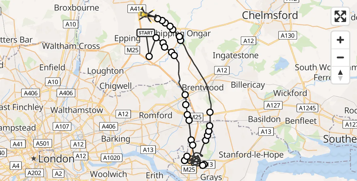 Flight route Police Helicopter North Weald Bassett - North Weald Bassett, 03 September 2026, 08:32
