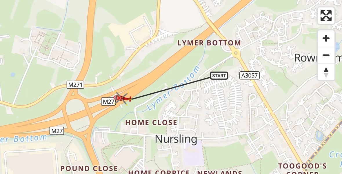 Flight route Air Ambulance Helicopter Nursling - Nursling, 03 September 2026, 10:06