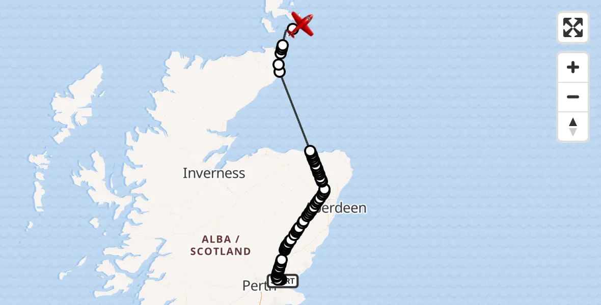 Flight route Air Ambulance Aircraft Dundee Airport - North Sea, 03 September 2026, 11:56