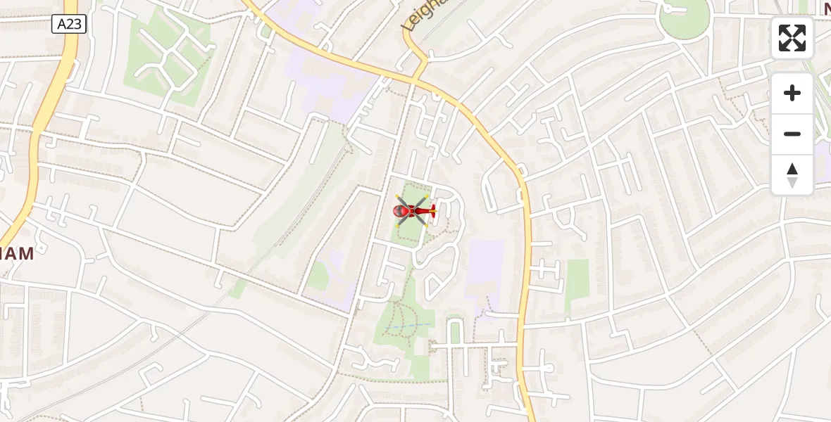 Flight route Air Ambulance Helicopter Streatham Hill - Streatham Hill, 03 September 2026, 12:27
