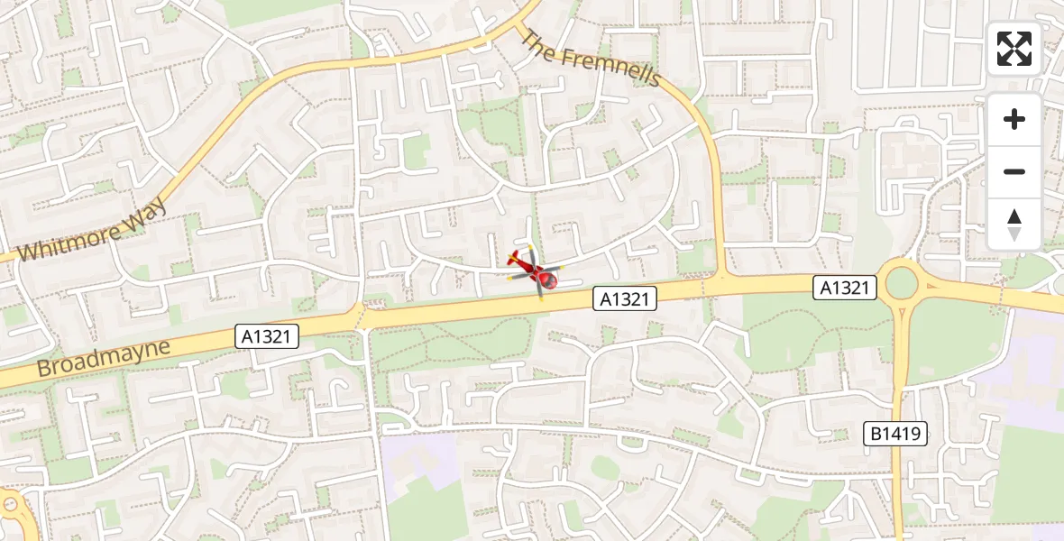 Flight route Air Ambulance Helicopter Basildon - Basildon, 03 September 2026, 13:25
