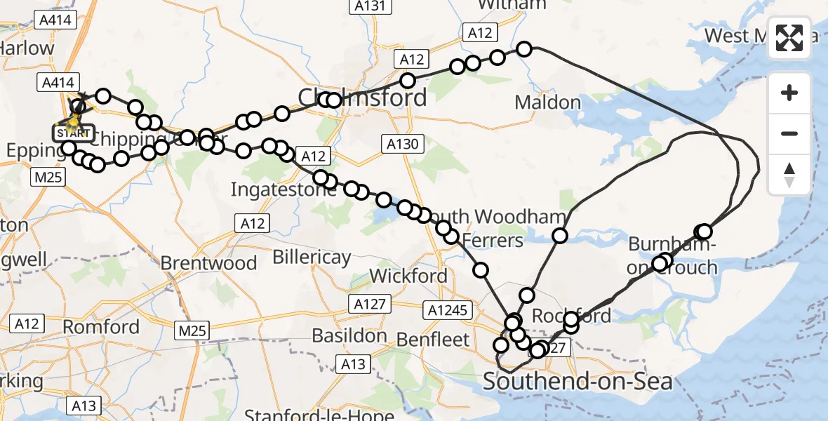 Flight route Police Helicopter North Weald Airfield - North Weald Airfield, 03 September 2026, 14:15