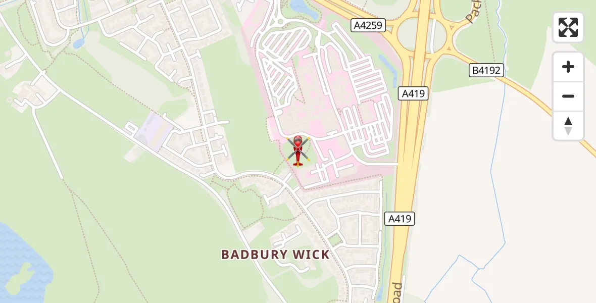 Flight route Air Ambulance Helicopter Great Western Hospital - Great Western Hospital, 03 September 2026, 15:03