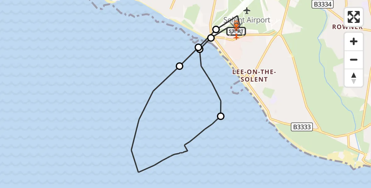 Flight route Coastguard Helicopter Solent Airport - Solent Airport, 03 September 2026, 18:30