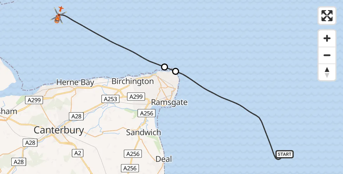 Flight route Coastguard Helicopter North Sea - North Sea, 03 September 2026, 19:06