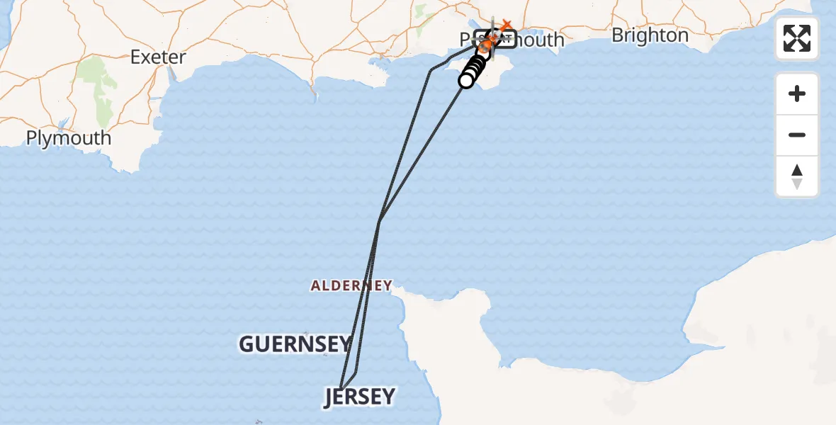 Flight route Coastguard Helicopter Solent Airport - Solent Airport, 03 September 2026, 19:50