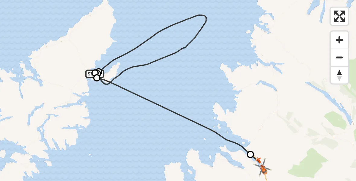 Flight route Coastguard Helicopter Stornoway Airport - Ullapool, 03 September 2026, 20:06