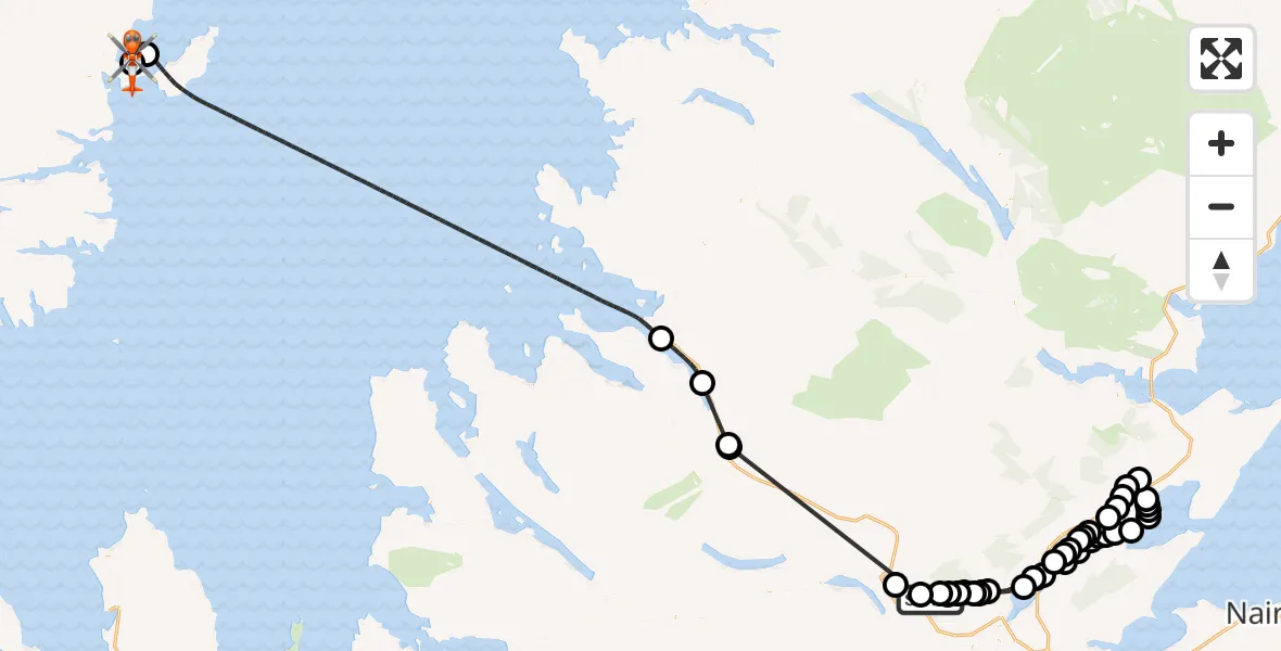 Flight route Coastguard Helicopter Glensgaich - Stornoway Airport, 03 September 2026, 22:30