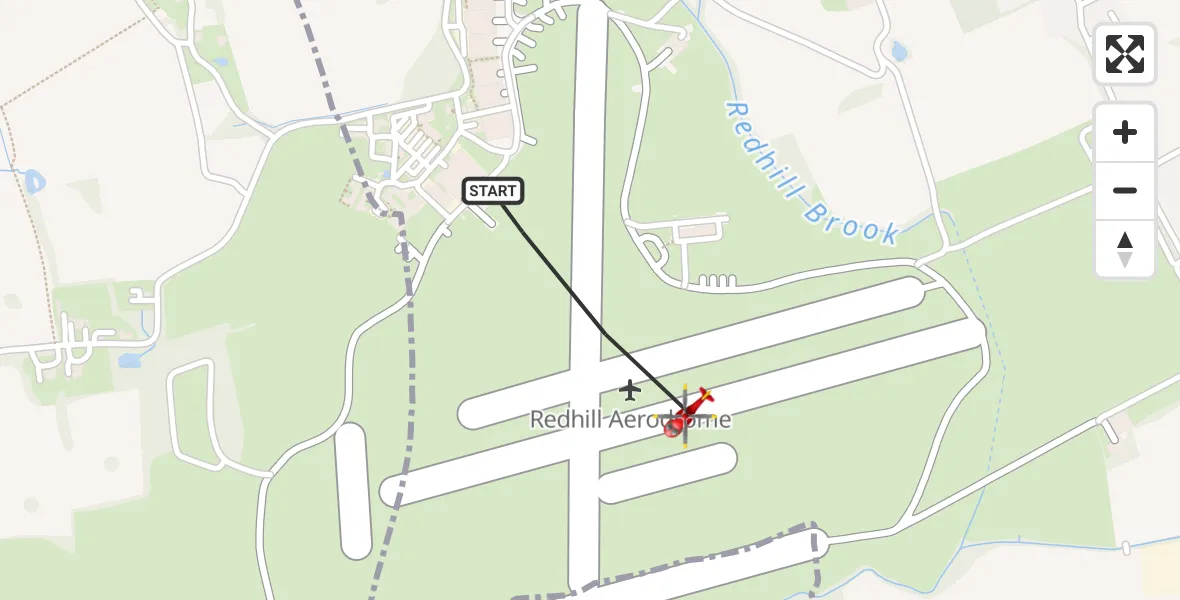 Flight route Air Ambulance Helicopter Redhill Aerodrome - Redhill Aerodrome, 04 September 2026, 08:09