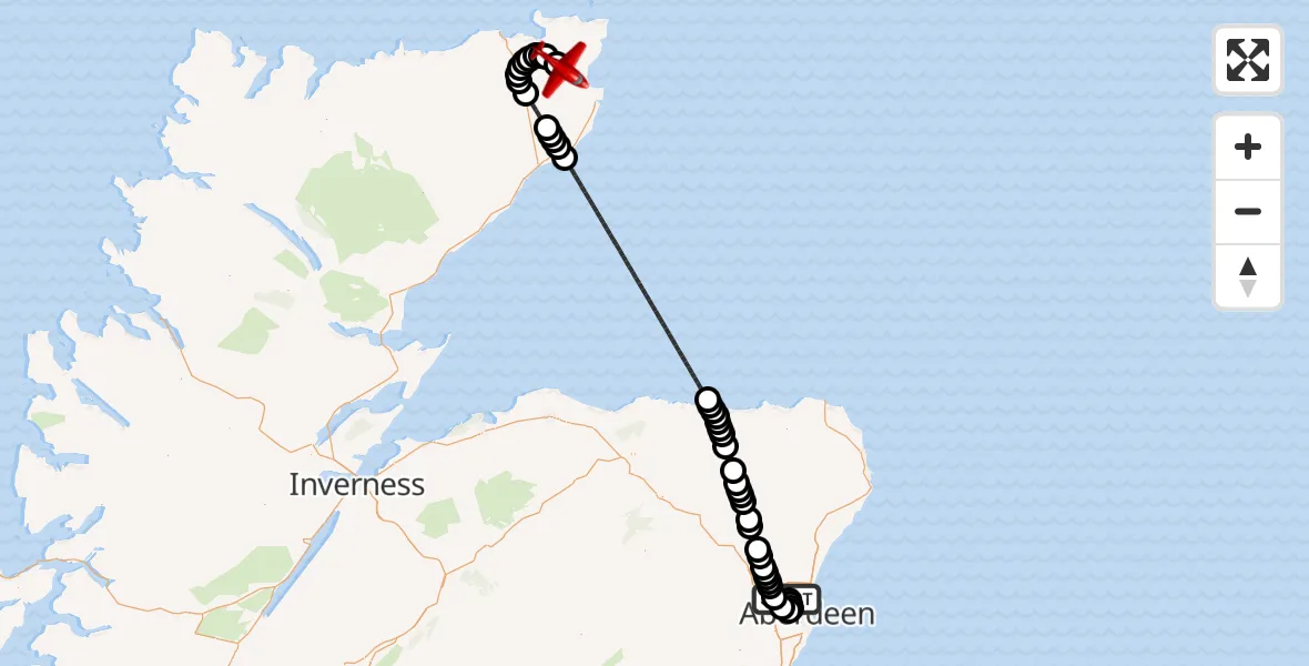 Flight route Air Ambulance Aircraft Aberdeen International Airport - Hastigrow, 04 September 2026, 08:17