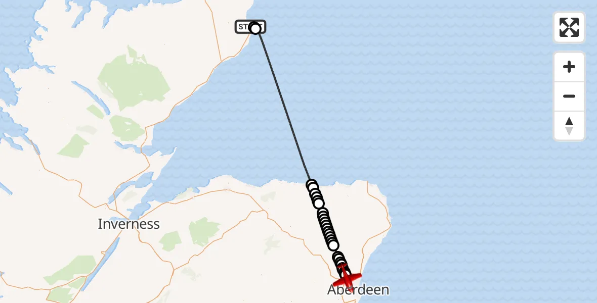 Flight route Air Ambulance Aircraft Wick John O'Groats Airport - Aberdeen International Airport, 04 September 2026, 09:18