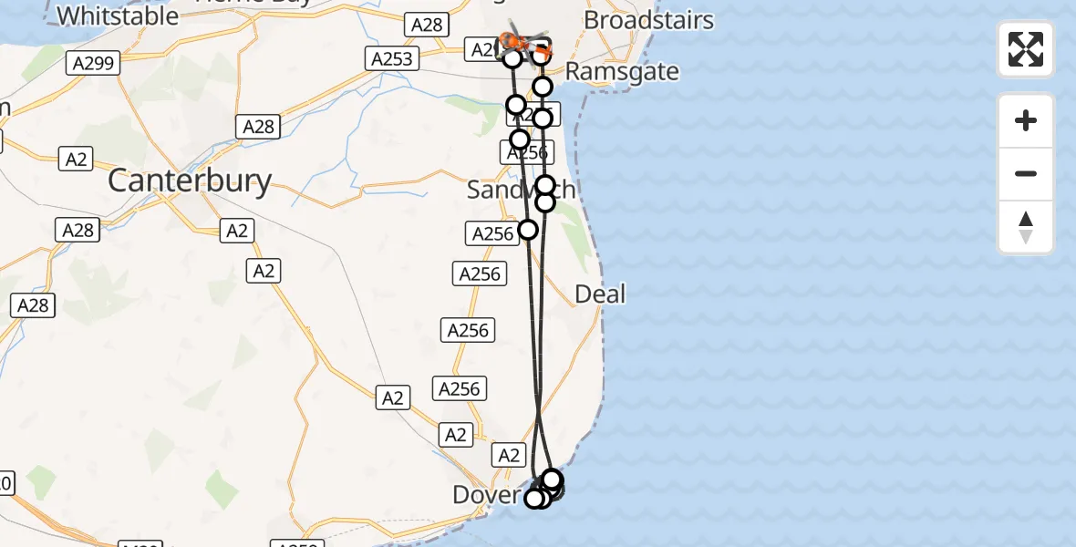 Flight route Coastguard Helicopter Manston Airport - Manston Airport, 04 September 2026, 12:15
