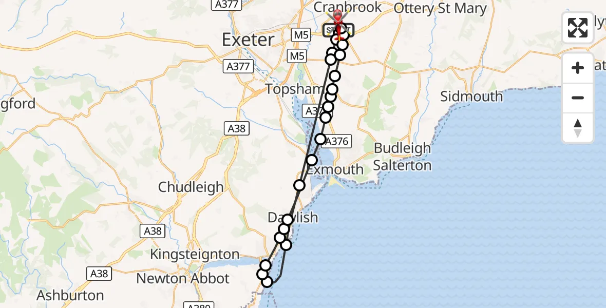 Flight route Air Ambulance Helicopter Exeter International Airport - Exeter International Airport, 04 September 2026, 13:53