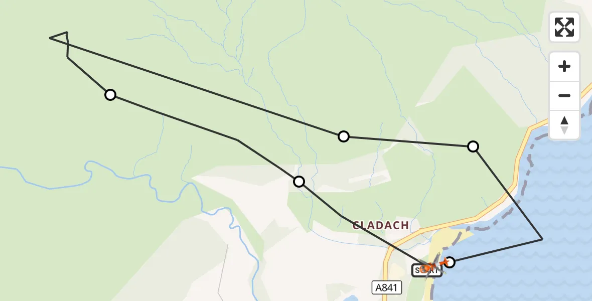Flight route Coastguard Helicopter Cladach - Cladach, 04 September 2026, 15:27
