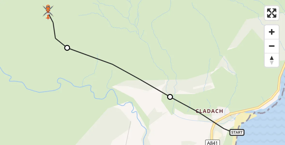Flight route Coastguard Helicopter Cladach - Glenrosa, 04 September 2026, 15:33