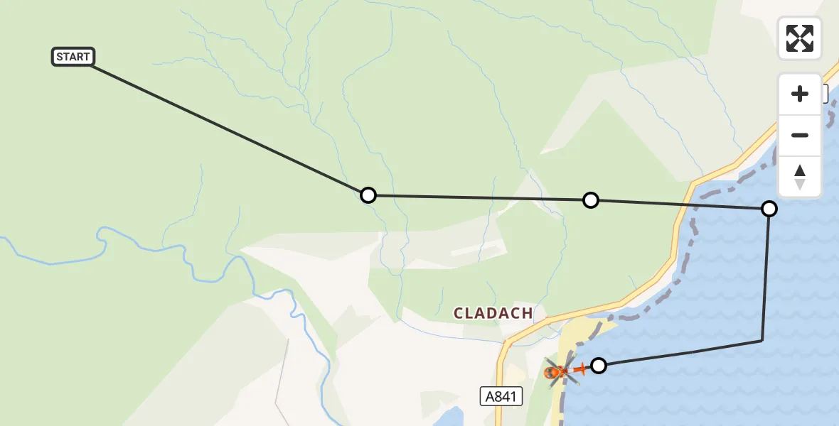 Flight route Coastguard Helicopter Glenrosa - Cladach, 04 September 2026, 15:39