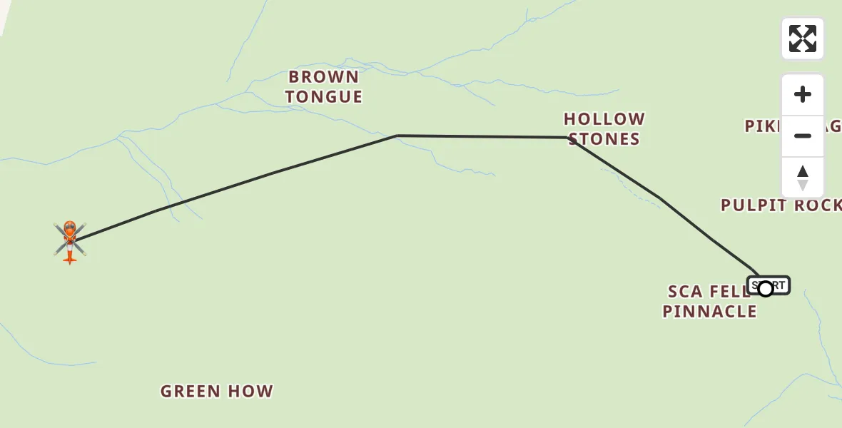 Flight route Coastguard Helicopter Eskdale - Wasdale, 04 September 2026, 18:30