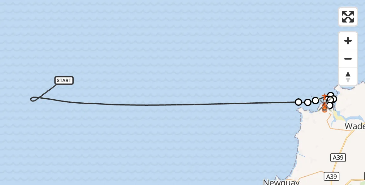 Flight route Coastguard Helicopter Bristol Channel - Padstow, 04 September 2026, 19:25