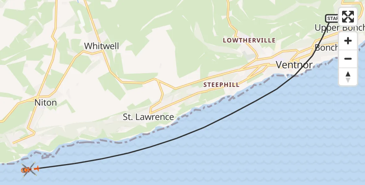 Flight route Coastguard Helicopter Ventnor - Niton, 04 September 2026, 20:14