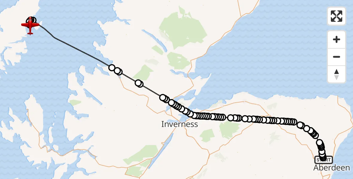 Flight route Air Ambulance Aircraft Aberdeen International Airport - Stornoway Airport, 05 September 2026, 09:16