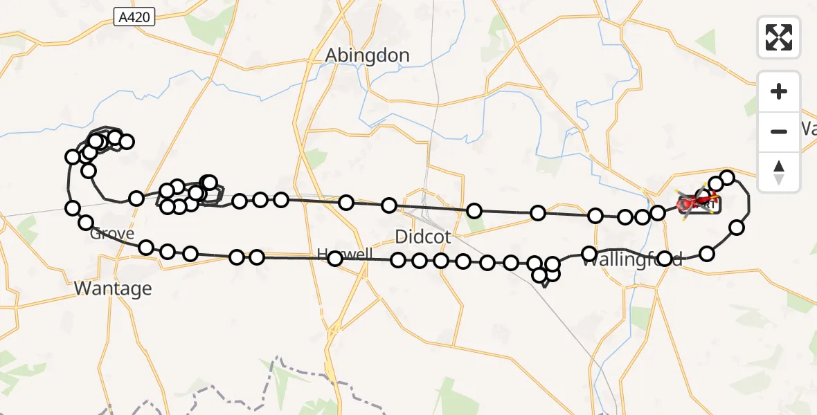 Flight route Air Ambulance Helicopter RAF Benson - RAF Benson, 05 September 2026, 11:04