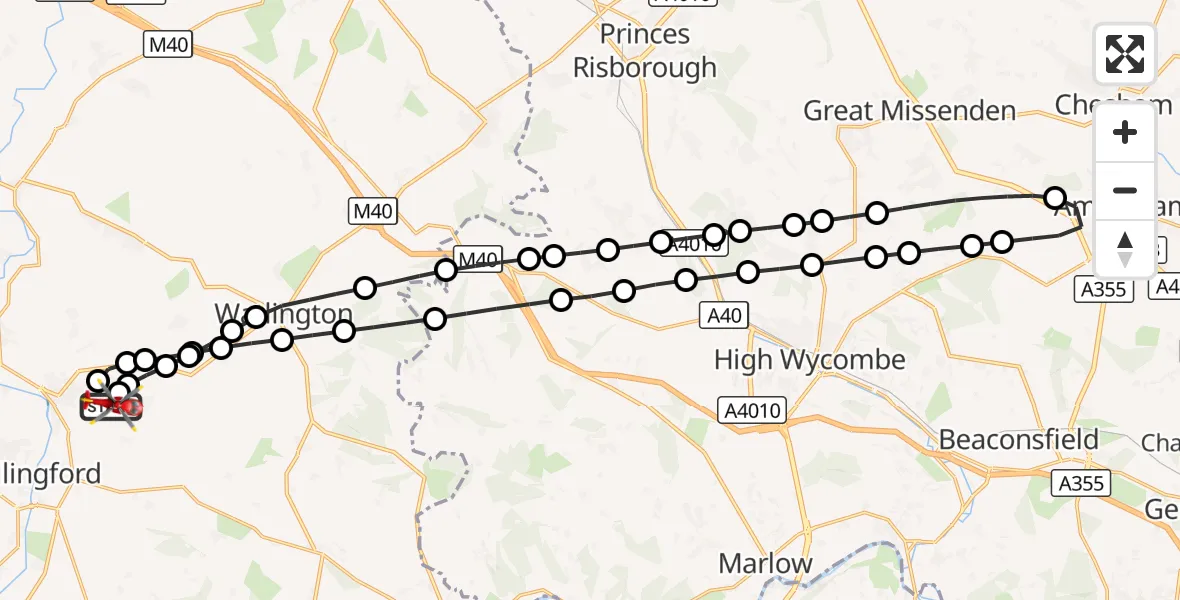 Flight route Air Ambulance Helicopter RAF Benson - RAF Benson, 05 September 2026, 11:58