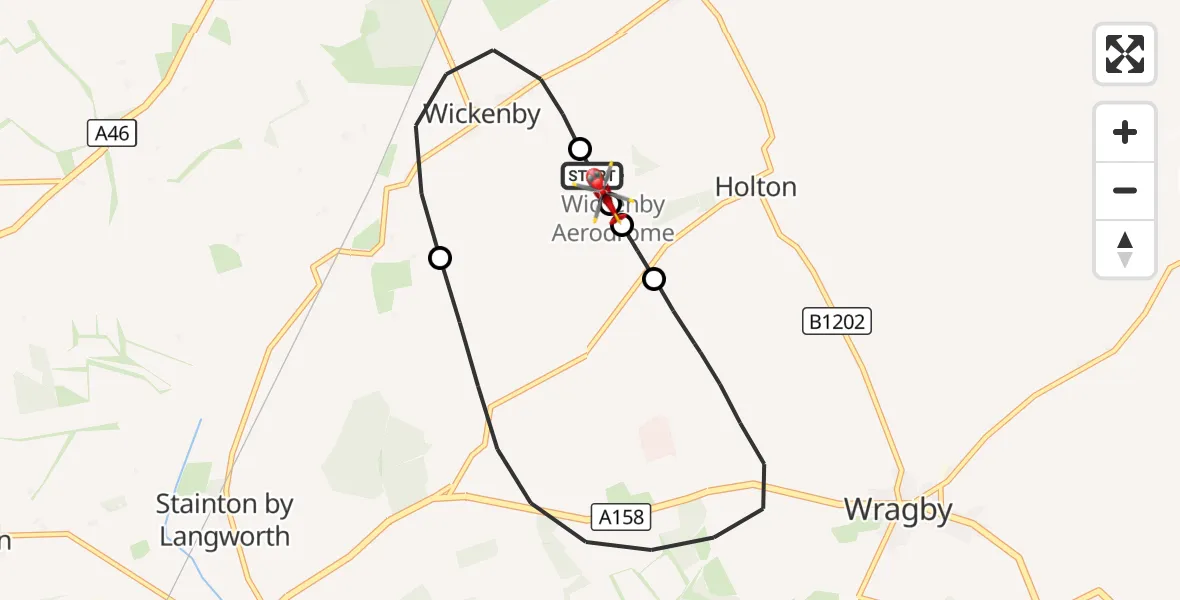 Flight route Air Ambulance Helicopter Wickenby Aerodrome - Wickenby Aerodrome, 05 September 2026, 12:15