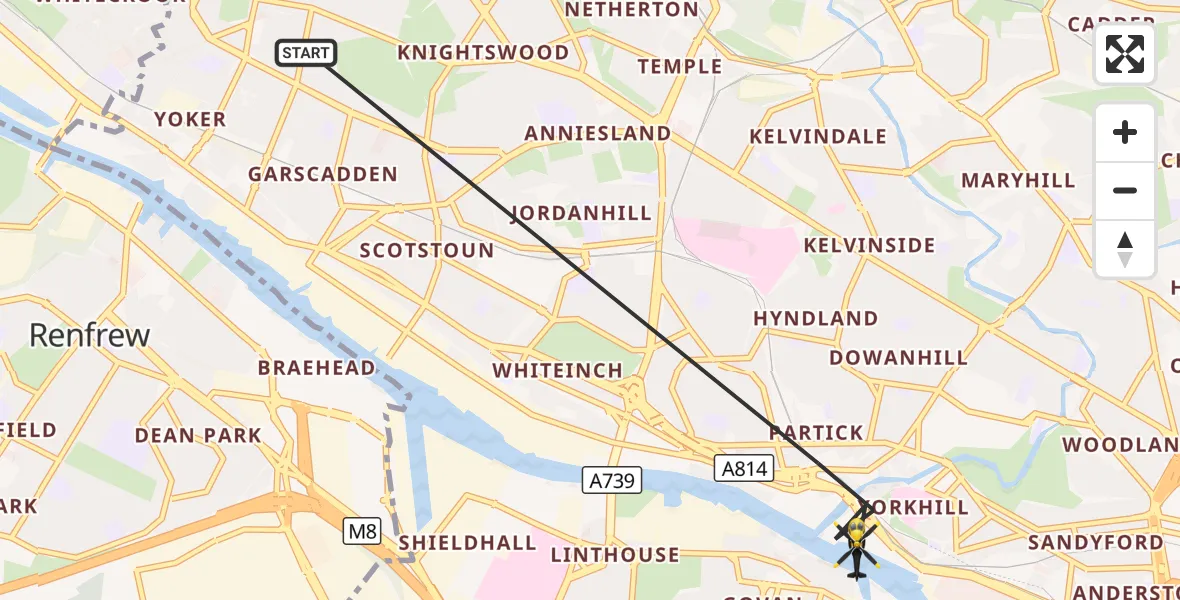 Flight route Police Helicopter Glasgow - Glasgow, 05 September 2026, 12:24