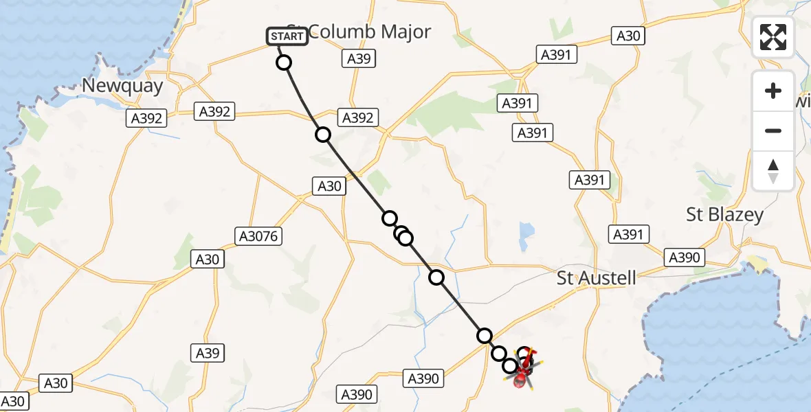 Flight route Air Ambulance Helicopter Cornwall Airport Newquay - Sticker, 05 September 2026, 12:26