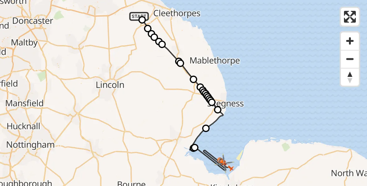 Flight route Coastguard Helicopter Great Limber CP - North Sea, 05 September 2026, 13:17