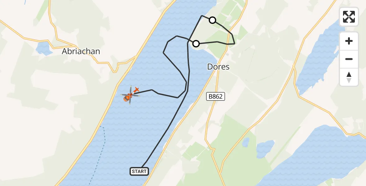 Flight route Coastguard Helicopter Loch Ness - Loch Ness, 05 September 2026, 16:32