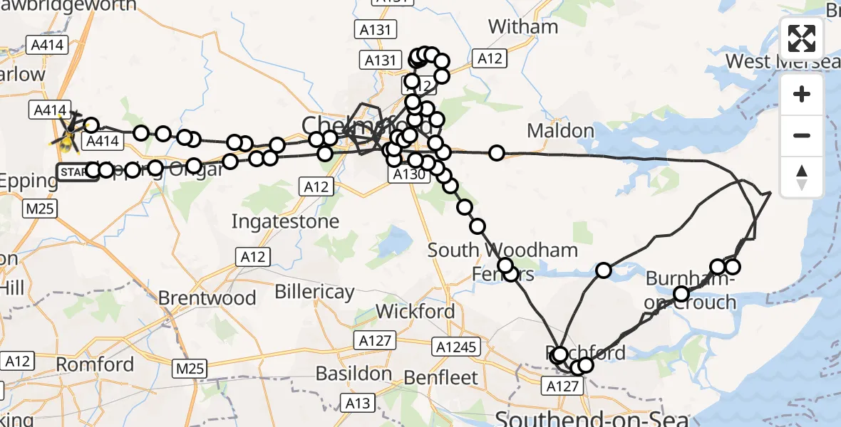 Flight route Police Helicopter Woodhatch - North Weald Bassett, 05 September 2026, 16:43