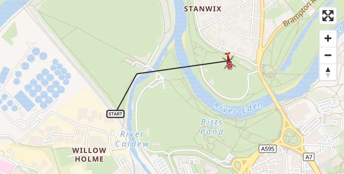 Flight route Air Ambulance Helicopter Carlisle - Carlisle, 05 September 2026, 17:30