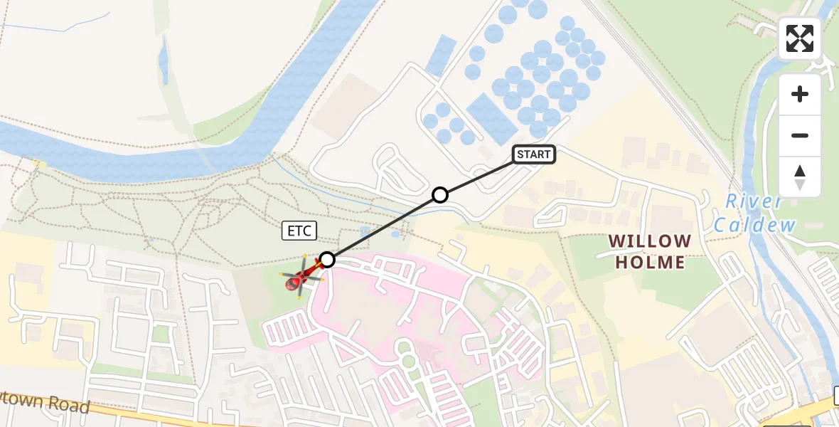 Flight route Air Ambulance Helicopter Carlisle General - Carlisle General, 05 September 2026, 17:53