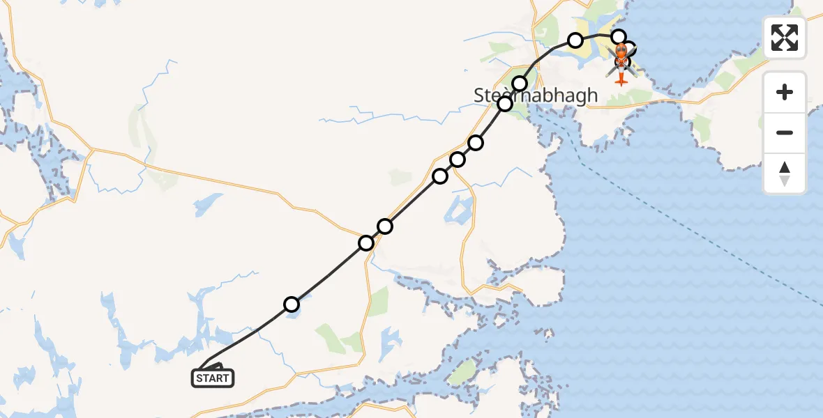 Flight route Coastguard Helicopter Baile Ailein - Stornoway Airport, 05 September 2026, 18:36