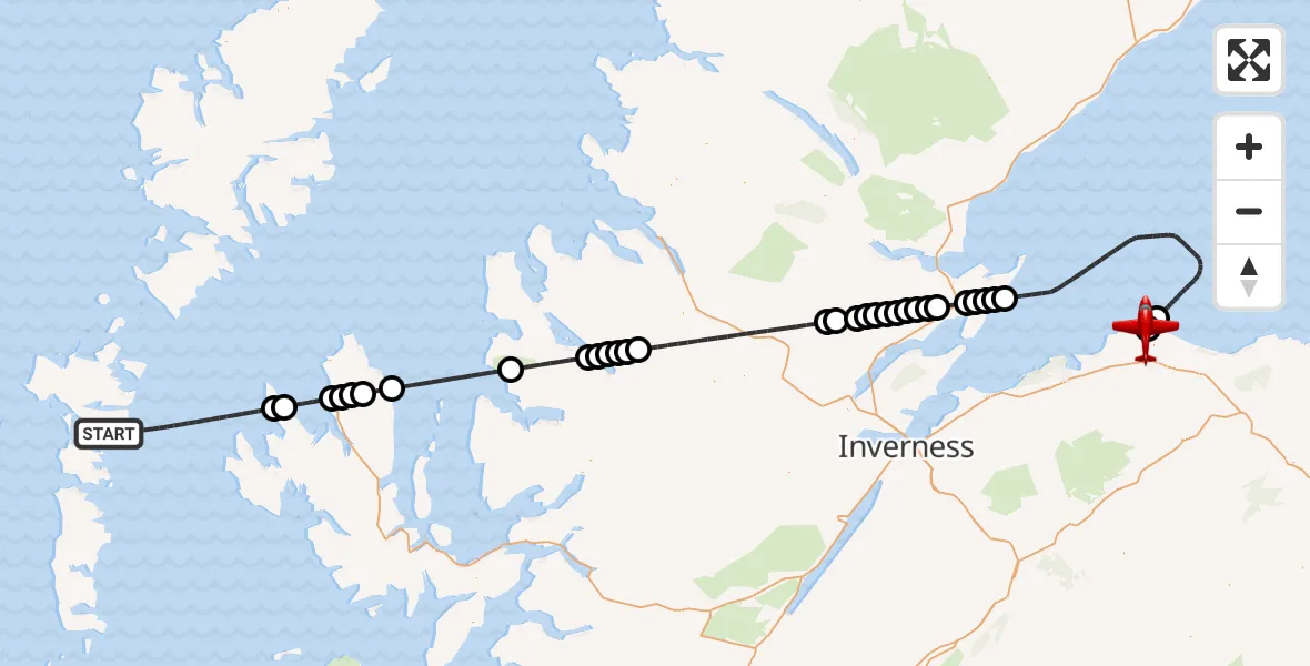 Flight route Air Ambulance Aircraft Inner Seas - RAF Lossiemouth, 05 September 2026, 23:23