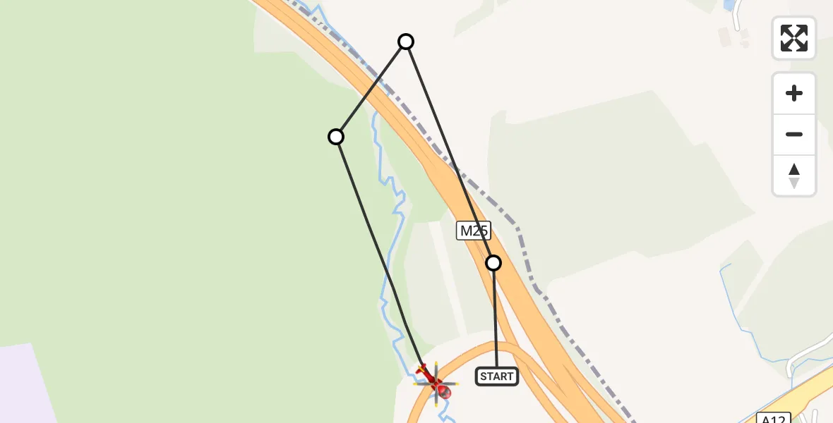 Flight route Air Ambulance Helicopter Havering - Harold Wood, 06 September 2026, 09:12