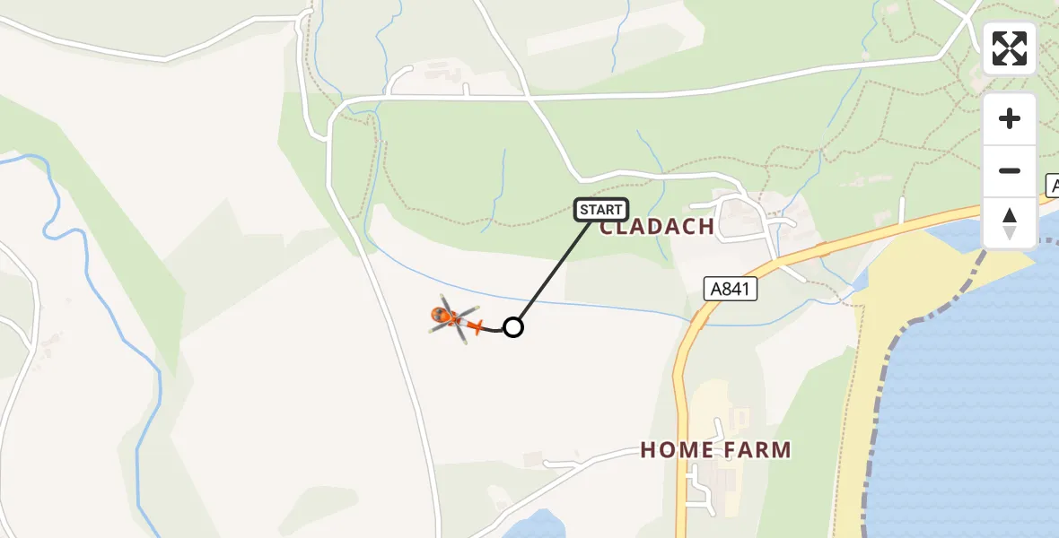 Flight route Coastguard Helicopter Brodick - Cladach, 06 September 2026, 09:31