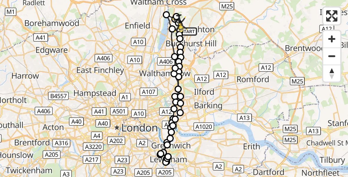 Flight route Police Helicopter Epping Forest - Sewardstonebury, 06 September 2026, 09:34