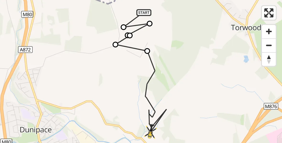 Flight route Police Helicopter Falkirk - Falkirk, 06 September 2026, 11:39