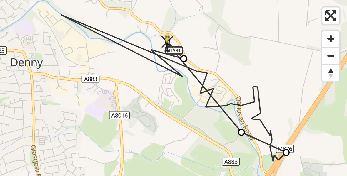 Flight route Police Helicopter Dunipace - Falkirk, 06 September 2026, 11:47