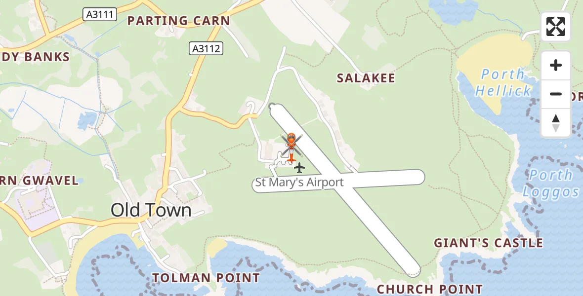 Flight route Coastguard Helicopter St. Mary's Airport - St. Mary's Airport, 06 September 2026, 13:03