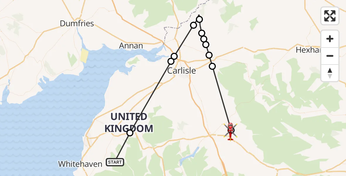 Flight route Air Ambulance Helicopter Loweswater - Culgaith, 06 September 2026, 13:46